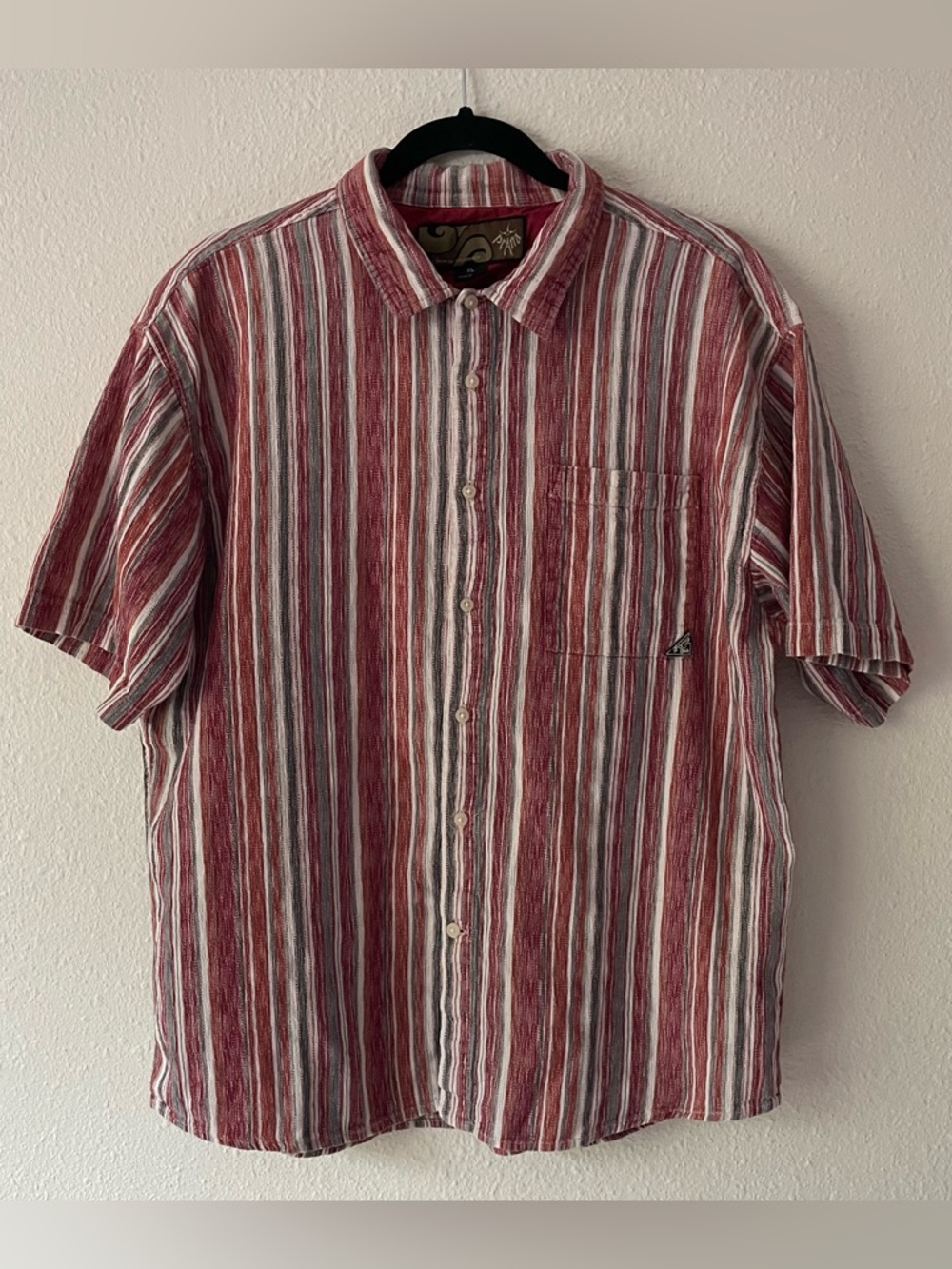 Vintage Prana men’s striped textured striped shirt boho skater gorpcore, size XL